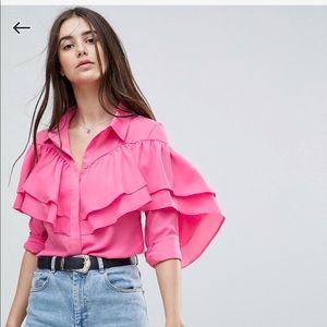 Asos Glamorous Ruffle Detail Blouse
